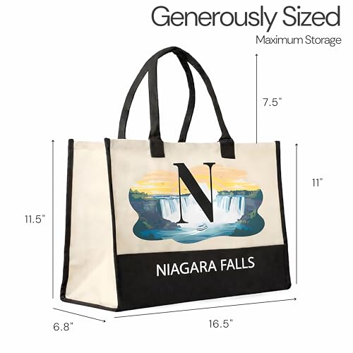 Image of Salt Earth Cotton Canvas Tote Bag - Alcatraz Island Landmark Design with Custom Initial, Durable Shoulder Bag for Women