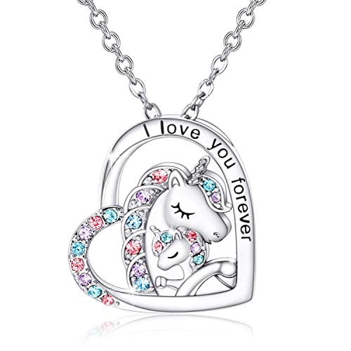 Tarsus Lucky Unicorn Necklaces Unicorns Gifts For Girls, Heart Pendant Necklace Christmas Birthday Party Valentines Gifts Jewelry For Teenage Girl Daughter Granddaughter Niece #TOP4