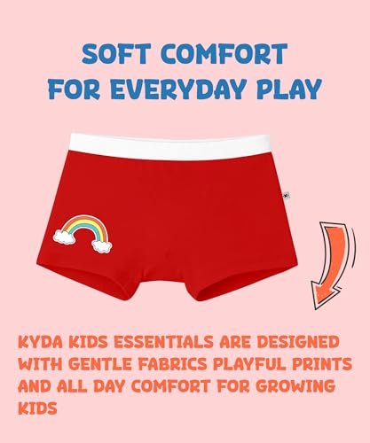 Image of KYDA KIDS Girls Premium Lycra Cotton Printed Panties Soft Waistband Regular Fit Trunks Breathable Daily Innerwear Multicolor Ages 2 to 14 Yr | Pack of 3