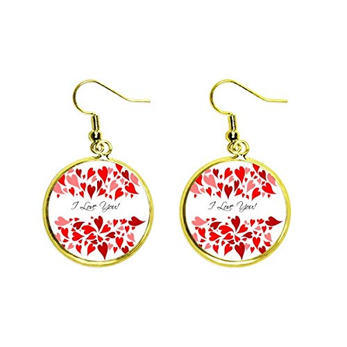 Pendientes rojos de San Valentín con gota dorada para regalar a mujeres