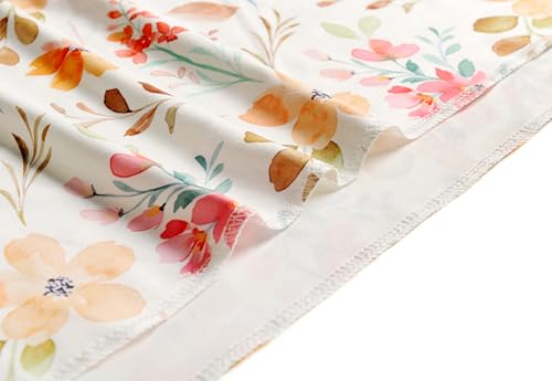 Image of Newborn Baby Girl Receiving Blanket Swaddle Blanket Stretchy Knit Swaddle Set with Matching Headband and Beanie (Orange and Pink Floral)