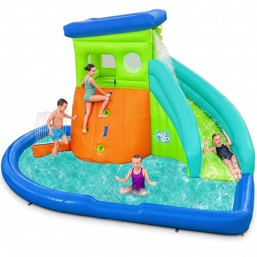 Bestway H2OGO! HydroHangout Inflatable Water Slide Park, Shaded Clubhouse and Splash Pool, Kids Backyard Bounce House Slide Combo, Ages 5+