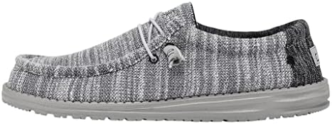 HEYDUDE Men's Wally Stretch Platinum Mix Size 9 | Men’s Shoes | Men's Lace Up Loafers | Comfortable & Light-Weight