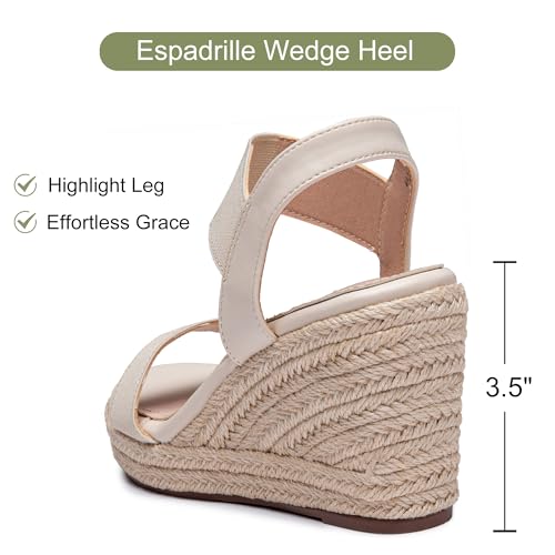 Image of Vepose Women's Open Toe Espadrille Wedge Sandals with Ankle Strap 881 | Dressy casual slip on platform strappy sandals , cute casual summer shoes styling for daily weddings travel