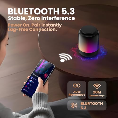 Image of Magnetic Bluetooth Speaker, N52 Magnet Phone Holder,600mAh RGB Light Magnetic Speaker, 12Hrs Night Light Play, 360 Sound, Type-C, TF Card, TWS Stereo Pairing, Ideal for Camping, Fitness