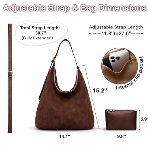 Bolso grande tote de mujer estilo boho en café miniatura 7