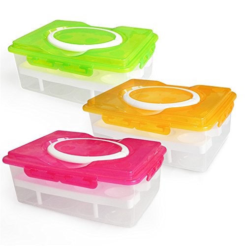 2 Tiers Egg Container Deviled Egg Carrier Eggs Holder with Handle