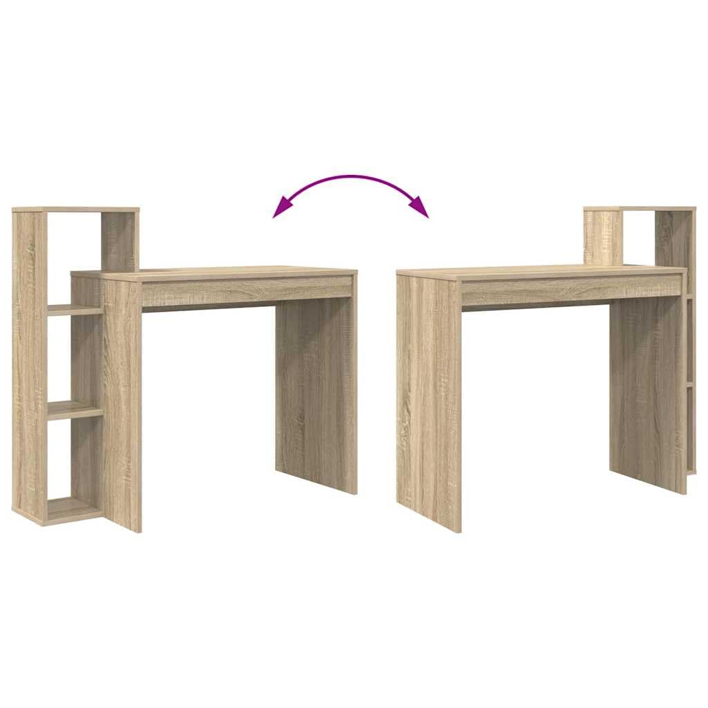 Schreibtisch Sonoma-Eiche aus Holzwerkstoff 100 x 40 x 90 cm mit 2 Regalen moderner Computer- und Homeoffice-Tisch ideal für kleine Räume und Büroorganisation