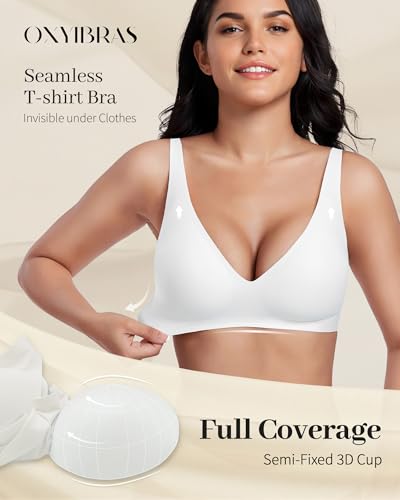 Image of Smooth V Jelly Bras for Women No Underwire Seamless Plunge Bralettes T Shirt Sleep Everyday Bra with Bra Extender