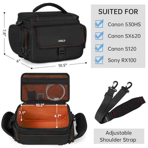 Bolsa para cámara DSLR resistente al agua negra con interior naranja miniatura 2
