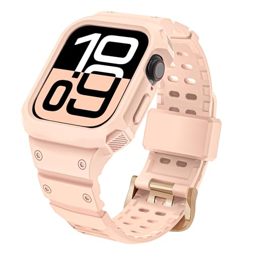 CRIS-BAND Bumper Bands Compatible with Apple Watch Band 45mm 44mm 42mm 41mm 40mm 38mm for Women Men, Water Shock-Proof Strap for iWatch Apple Watch Band with Case for Series 9 8 7 6 SE 5 4 3 2 1