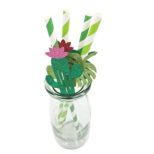 10 pitillos de papel decorados para fiestas hawaianas miniatura 6