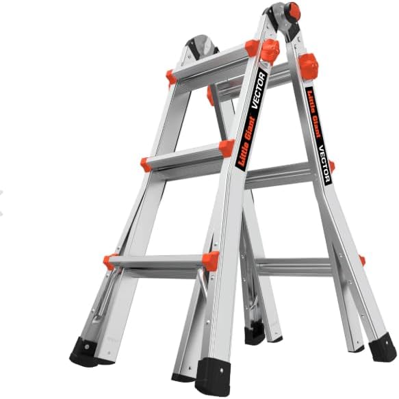 Little Giant Vector Multi-Position Ladder 14 ft | Type IA 300 lb Rating | A-Frame, Extension, 90° & Scaffolding Modes | Rapid Lock Adjusters | Lightweight Aluminum | OSHA & ANSI Compliant