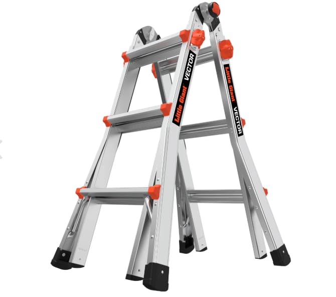 Little Giant Vector Multi-Position Ladder 14 ft | Type IA 300 lb Rating | A-Frame, Extension, 90° & Scaffolding Modes | Rapid Lock Adjusters | Lightweight Aluminum | OSHA & ANSI Compliant