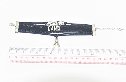 HHHbeauty Dance Bracelet Dancing - Infinity love Belly Ballroom Just Dance Charm Bracelet Dancer Gifts For Dancer, Dance Mom, Dance Teacher, Dance Lovers ((Black)3