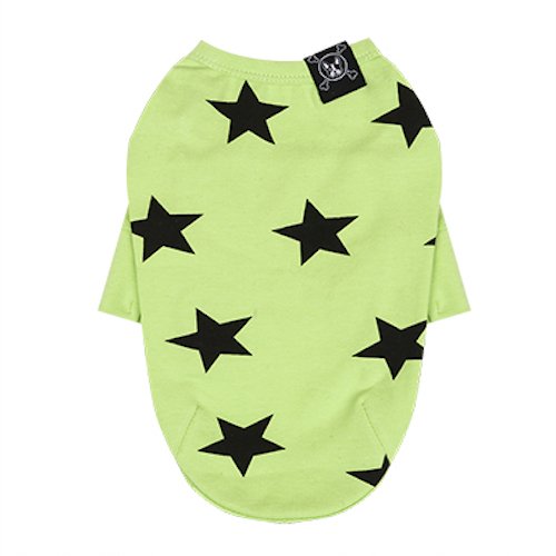 T-shirt pour chien vert motif étoile en taille L au design stretch