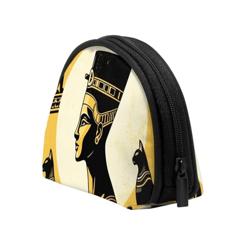 Portable Coin Purse Ancient-Egypt-Queen-Cats Mini Zippered Money Pouch Card Holder4