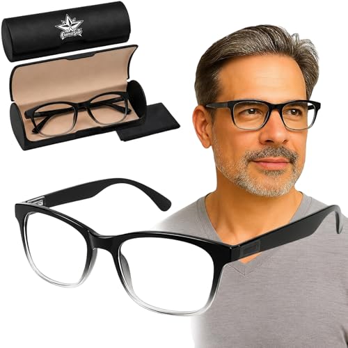 Image of Adjustable Focus Reading Glasses for Men & Women - +0.5 to +2.5 Auto Focus Progressive Computer Use Specs - One Power Lightweight Rimless Readers for Screen & Book Use - Special Edition