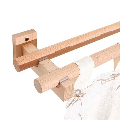 Barra de cortina silenciosa de color madera, barra individual de madera maciza para instalación de perforación de cortinas romanas, ideal para dormitorio y casa de familia (220 cm), elegante y diseño