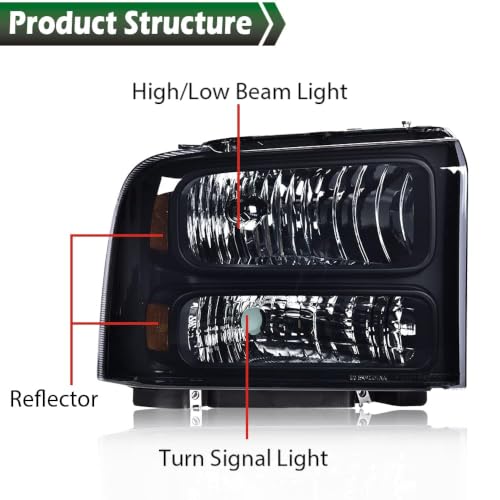 Image of GRAND ORANGE Headlights Fit 1999-2004 Ford F250 F350 F450 F550 Super Duty