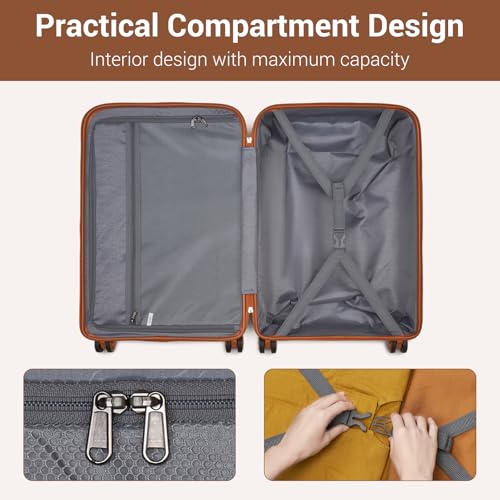 Image of Kono Carry On Luggage 28 Inch Checked-Large Hard Shell Travel Trolley 4 Spinner Wheels Lightweight Polypropylene Suitcase with TSA Lock, Cream White