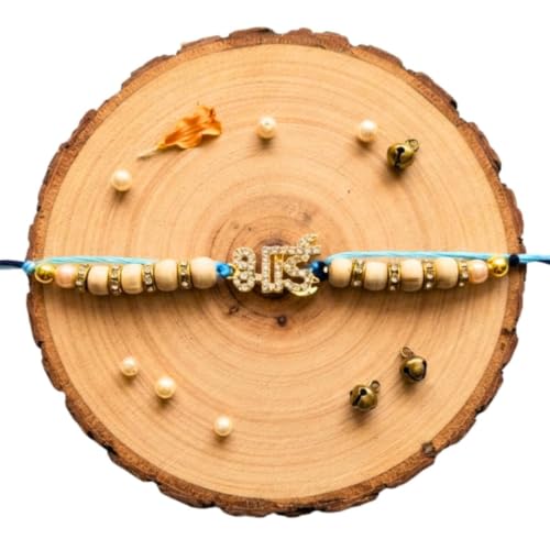 Image of Original Tulsi Rakhi for Brother | Handmade Natural Tulsi Beads Rakhi | Sacred Raksha Bandhan Rakhis for Boys | Traditional Spiritual Rakhi Gift