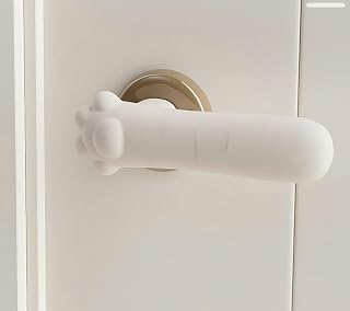 Door Handle Protector Covers, 2 Pack Silicone Door Knob Bumper Guards, Soft Anti-Collision Door Handle Cover for Interior, Bathroom, Bedroom, Child Safety Wall Protection,White