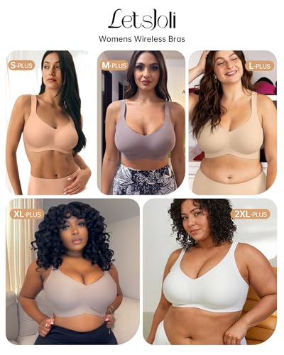 Image of LetsJoli Wireless Bras for Women No Underwire Full Coverage Push Up Bra Support Plus Size Bras for Older Women Bralettes