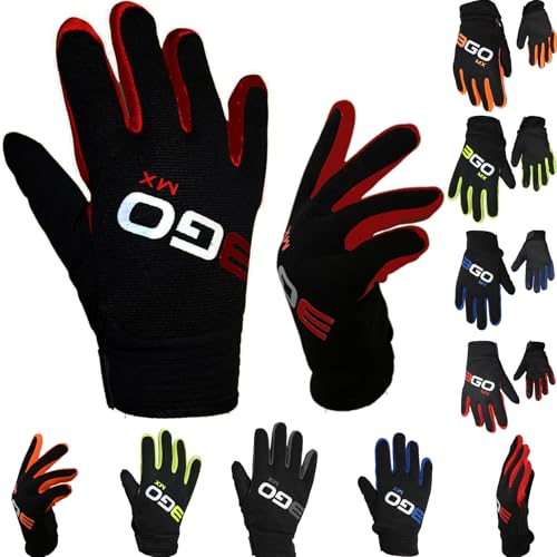 Guantes de moto 3GO STRIKE Kids MX RACE para niños, motocross, Quad Deportes para niños, ATV, MTB, Dirt PIT Kart, Carrera, Junior Niños y Niñas, Guantes de motocicleta (negro/rojo, M)