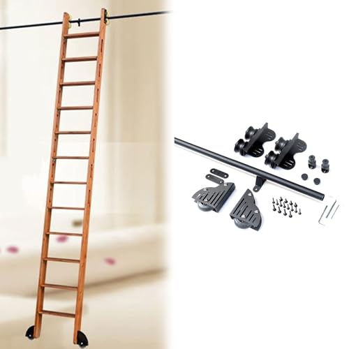 Kit de riel de 100 cm con ruedas de piso para escalera de biblioteca 2