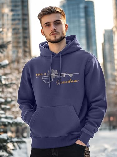 Image of Nobero Men's Printed Regular Fit Hoodie | Cotton Rich Fleece Sweatshirt for Men | Soft & Warm Hooded Pullover | Casual Winter Wear