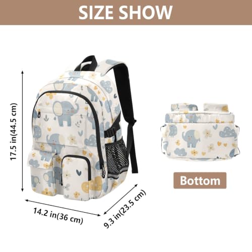 Mochila para laptop de 17.5 pulgadas de elefantes azules para adultos 3