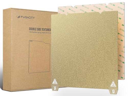 Double Side Textured PEI Sheet 235mmx235mm-FugaCity Dual Sided PEI Build Plate with Spring Steel & Magnetic Sticker for Creality Ender 3 /Ender 3 V2 /Ender 3 S1 /Ender 5 3D Printers,Golden Textured