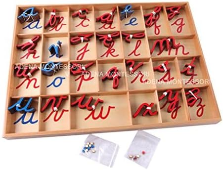 small cursive moveable alphabet-montessori grammar symbols cards with box-montessori materials language educational tools preschool learning
