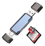 Leitor de Cartão SD USB 2.0 e USB-C, Adaptador Compatível com iPhone 15 16/Pro/Pro Max, MacBook, OTG, SDHC SDXC MicroSD UHS-I