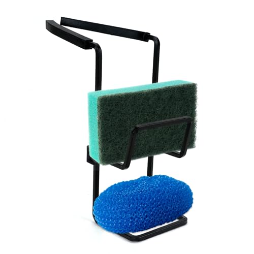 HAIJSEVR Sponge Holder for Kitchen Sink, Sink Caddy Kitchen Sink Organizer, Rustproof Metal Faucet Sponge Holder Rack Hanging Fix Around Faucet for Kitchen Countertop Storage Gadgets