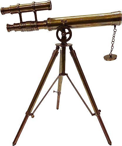 Marine Double Barrel Maritime Antique Brass Collectible Telescope Nautical Brass Tripod Stand Adjustable Tripod Beautiful