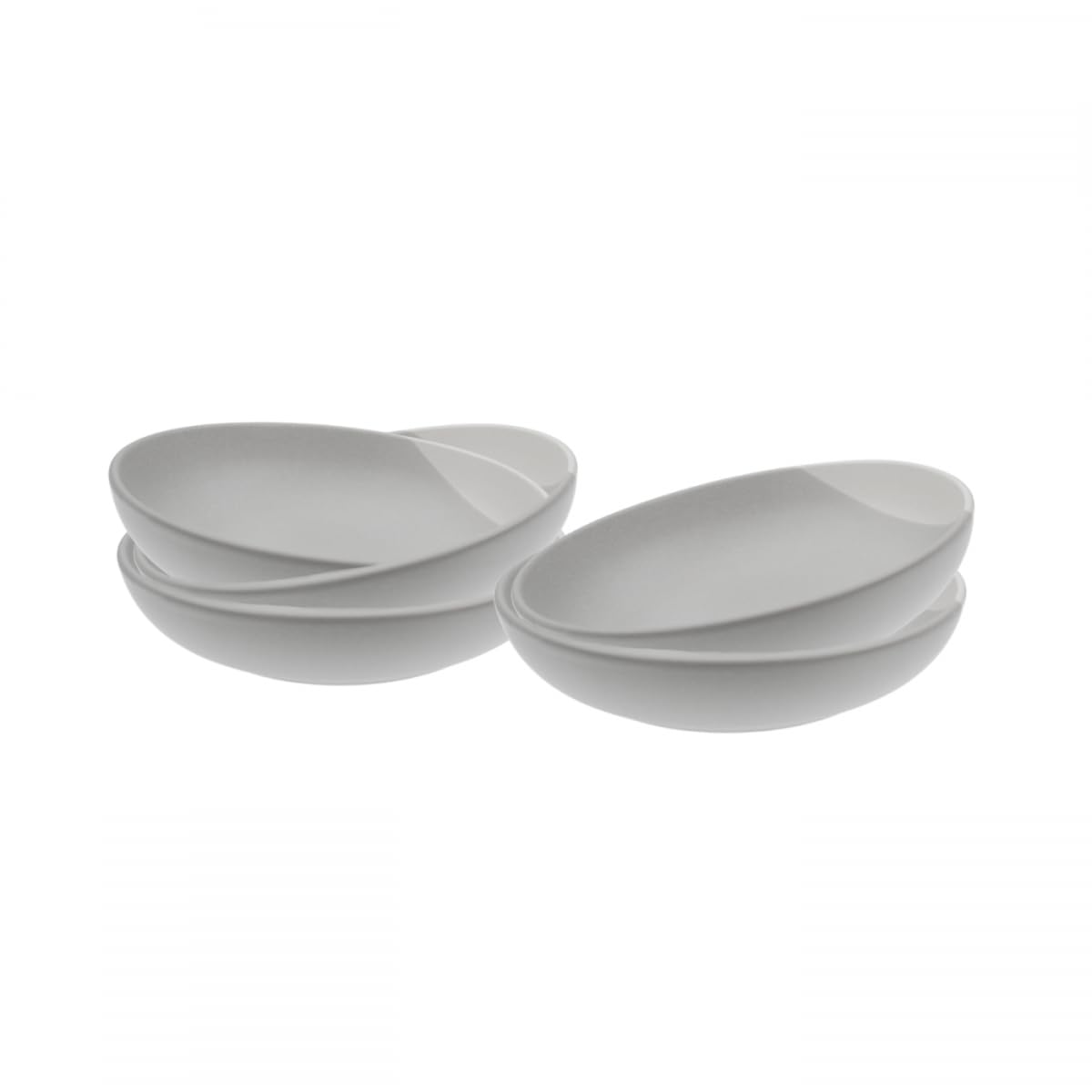 Ard'time Tafelservice, 30-teilig, Keramik, flache Teller, Suppenteller, Dessertteller, Schalen und Tassen, zweifarbig, Weiß und Grau, Kollektion Terre de Siena