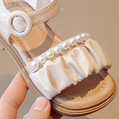 Toddler Girls Round Toe Foot Warmer Girls' Sandals Summer Children's Soft Sole Shoes Pearl Decoration Fashion4