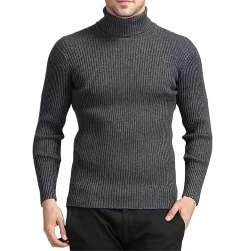 Rfmfkkg Men's Turtleneck Sweaters Knitted Striped Streetwear Warm Long Sleeved Pullover Solid Color Jumper2