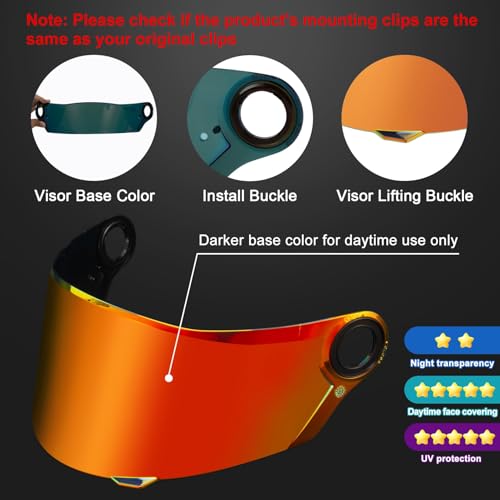 Image of PSLER Shatterproof Motorcycle Helmet Visor for LS2 FF358 FF396,Deep Red | Impact-Resistant ,UV400 Protection, Motorcycle Tinted Face Shield for LS2 FF358 FF396,Visor Replacement
