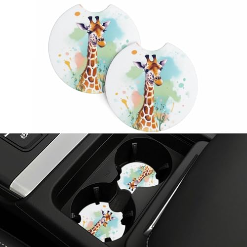 Posavasos para portavasos de auto 2 piezas con diseño de jirafa miniatura 5
