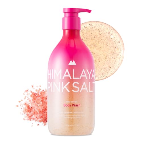 Daily Scrub & Body Wash – Christmas Gifts, Exfoliating Body Scrub, Dead Sea Salt & Himalayan Pink Salt, Natural Moisturizing Body Wash, Retinol & Hyaluronic Acid Shower Gel, Korean Skincare 21.1oz