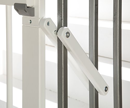 Geuther - Treppenschutzgitter ausziehbar 2733+, für Kinder/Hunde, Schrauben/Klemmen am Geländer, verstellbar, Holz, weiß, 67 - 107 cm, TÜV geprüft - 3