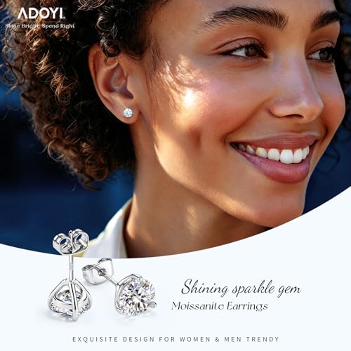 adoyi Moissanite Diamond Stud Earrings for Women Men 925 Sterling Silver Post Hypoallergenic 18K White Gold Plated Flat Back Stud Earring Jewelry Round Cut D Color VVS1 Clarity Gift for Women 0.6CT by adoyi - Image 9