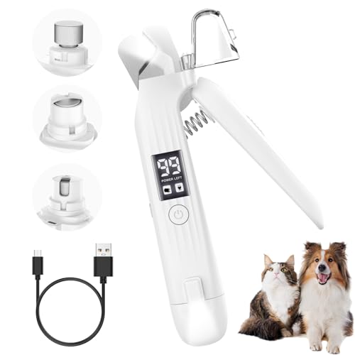 Simpeak Lima Unghie Elettrica per Cani e Gatti 2 in 1, Tagliaunghie per Gattini con Display Elettronico, Tagliaunghie Elettrico Ricaricabile per Cani, Gatti e Altri Animali Domestici