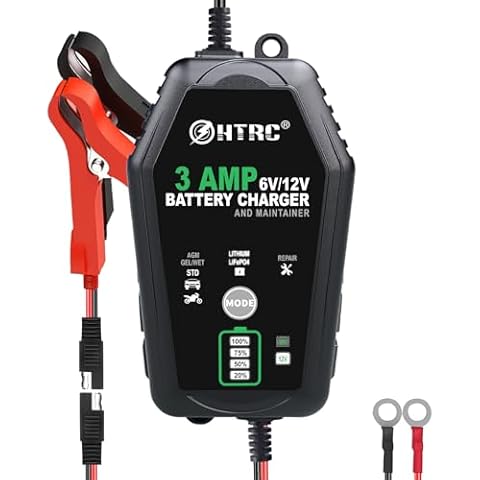 3-Amp Car Battery Charger, 6V and 12V Smart Fully Automatic Battery Charger Maintainer, Trickle Charger, Battery Desulfator for Car,Motorcycle, Boat..Lead Acid Lithium LiFePO4 Batteries Cover