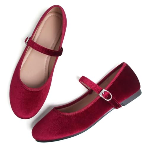 Image of TN TANGNEST Women's Velvet Flats Round Toe Ballet Shoes | Elegant Bowknot Flats Comfortable Casual Slip On Flats for Work