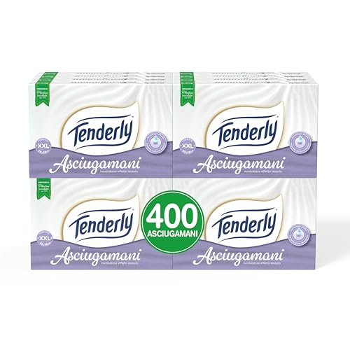 Tenderly Asciugamani Monouso, 16 Confezioni da 25 Candidi Asciugamani Monouso Realizzati in Pura Cellulosa, Super Assorbenti e Delicati sulla Pelle, Made in Italy, Dermatologicamente Testato