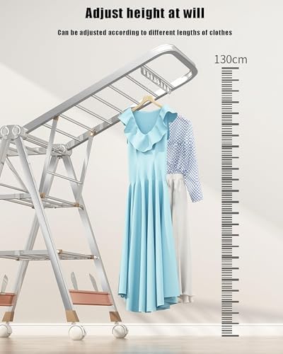 Foldable Space-Saving Clothes Rack Floor-Standing Clothes Rack Tripod,Clothes Drying Rack Tripod Portable Foldable Space Saving Laundry Drying Rack，Collapsible Stainless Steel Clothes Airer